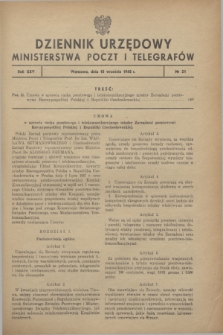 Dziennik Urzędowy Ministerstwa Poczt i Telegrafów. R.25, № 21 (10 września 1948)