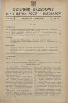Dziennik Urzędowy Ministerstwa Poczt i Telegrafów. R.25, № 28 (28 grudnia 1948)
