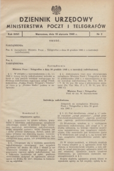 Dziennik Urzędowy Ministerstwa Poczt i Telegrafów. R.26, nr 2 (10 stycznia 1949)