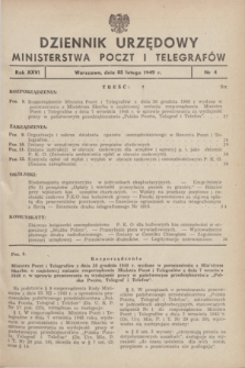 Dziennik Urzędowy Ministerstwa Poczt i Telegrafów. R.26, nr 4 (25 lutego 1949)