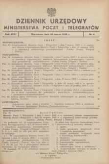 Dziennik Urzędowy Ministerstwa Poczt i Telegrafów. R.26, nr 6 (30 marca 1949)