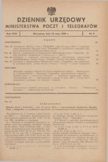 Dziennik Urzędowy Ministerstwa Poczt i Telegrafów. R.26, nr 9 (10 maja 1949)