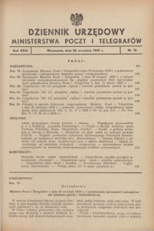 Dziennik Urzędowy Ministerstwa Poczt i Telegrafów. R.26, nr 16 (26 września 1949)