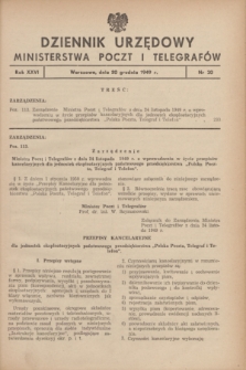 Dziennik Urzędowy Ministerstwa Poczt i Telegrafów. R.26, nr 20 (20 grudnia 1949)