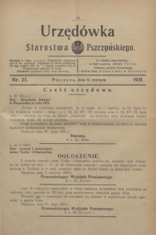 Urzędówka Starostwa Pszczyńskiego. 1931, nr 23 (6 czerwca)