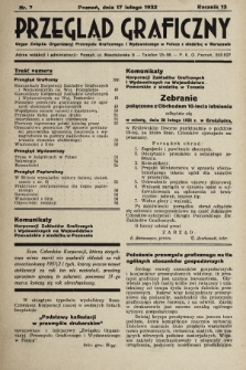Przegląd Graficzny : Organ Związku Organizacyj Przemysłu Graficznego i Wydawniczego w Polsce z siedzibą w Warszawie. R. 13, 1932, nr 7