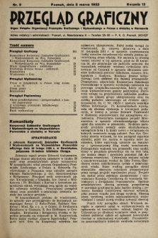 Przegląd Graficzny : Organ Związku Organizacyj Przemysłu Graficznego i Wydawniczego w Polsce z siedzibą w Warszawie. R. 13, 1932, nr 9