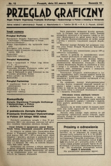 Przegląd Graficzny : Organ Związku Organizacyj Przemysłu Graficznego i Wydawniczego w Polsce z siedzibą w Warszawie. R. 13, 1932, nr 12