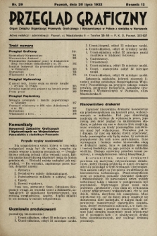 Przegląd Graficzny : Organ Związku Organizacyj Przemysłu Graficznego i Wydawniczego w Polsce z siedzibą w Warszawie. R. 13, 1932, nr 29