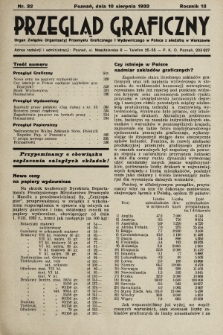 Przegląd Graficzny : Organ Związku Organizacyj Przemysłu Graficznego i Wydawniczego w Polsce z siedzibą w Warszawie. R. 13, 1932, nr 32
