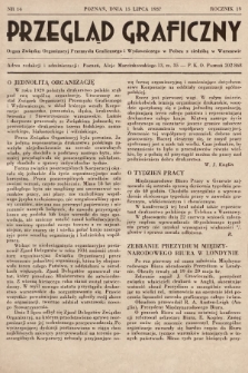 Przegląd Graficzny : Organ Związku Organizacyj Przemysłu Graficznego i Wydawniczego w Polsce z siedzibą w Warszawie. R. 18, 1937, nr 14