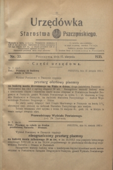 Urzędówka Starostwa Pszczyńskiego. 1935, nr 33 (17 sierpnia)