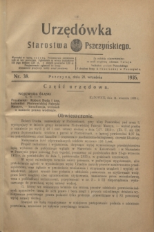 Urzędówka Starostwa Pszczyńskiego. 1935, nr 38 (21 września)