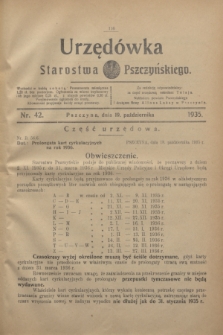 Urzędówka Starostwa Pszczyńskiego. 1935, nr 42 (19 paźdzernika)