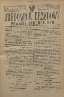 Orędownik Urzędowy Powiatu Bydgoskiego. R.76, nr 49 (30 listopada 1927)