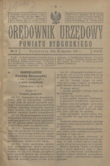 Orędownik Urzędowy Powiatu Bydgoskiego. R.77, nr 4 (25 stycznia 1928)
