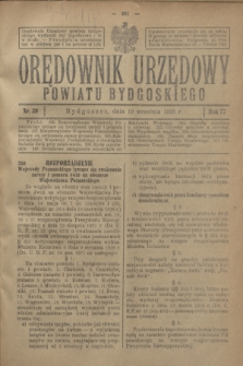 Orędownik Urzędowy Powiatu Bydgoskiego. R.77, nr 39 (19 września 1928)