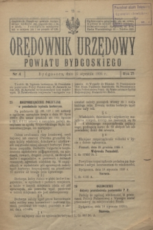 Orędownik Urzędowy Powiatu Bydgoskiego. R.75, nr 4 (27 stycznia 1926)