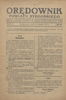 Orędownik Powiatu Bydgoskiego : wychodzi raz tygodniowo i to w środę. R.86, nr 37 (15 września 1937)