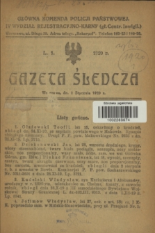 Gazeta Śledcza. [R.2], L. 1 (2 stycznia 1920)