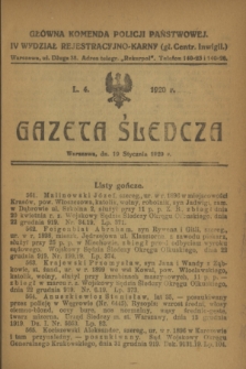 Gazeta Śledcza. [R.2], L. 4 (19 stycznia 1920)