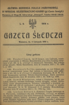 Gazeta Śledcza. [R.2], L. 9 (8 listopada 1919)