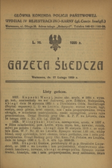 Gazeta Śledcza. [R.2], L. 16 (27 lutego 1920)