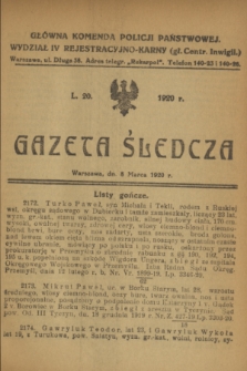 Gazeta Śledcza. [R.2], L. 20 (8 marca 1920)