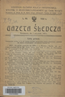 Gazeta Śledcza. [R.2], L. 86 (1 września 1920)