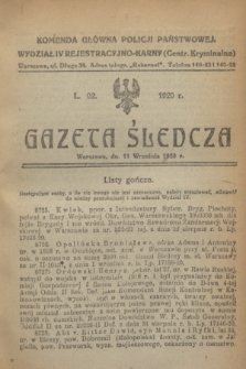 Gazeta Śledcza. [R.2], L. 92 (11 września 1920)
