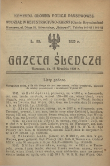 Gazeta Śledcza. [R.2], L. 93 (18 września 1920)