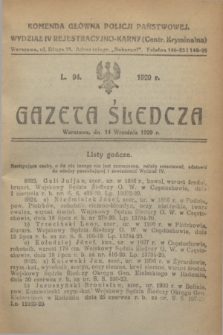 Gazeta Śledcza. [R.2], L. 94 (14 września 1920)