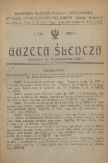Gazeta Śledcza. [R.2], L. 110 (14 października 1920)