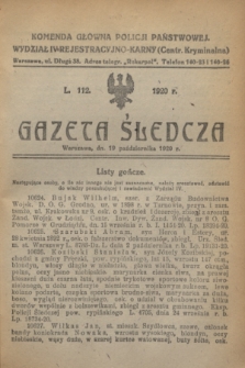 Gazeta Śledcza. [R.2], L. 112 (19 października 1920)
