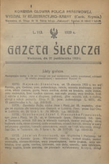 Gazeta Śledcza. [R.2], L. 113 (21 października 1920)