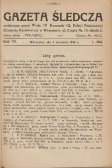 Gazeta Śledcza. R.7, L. 884 (7 września 1926)