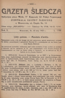 Gazeta Śledcza. R.10, L. 1188 (18 lutego 1929)