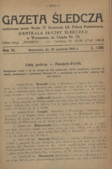 Gazeta Śledcza. R.11, L. 1358 (20 czerwca 1930)