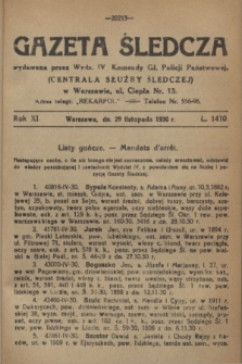 Gazeta Śledcza. R.11, L. 1410 (29 listopada 1930)