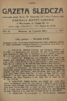 Gazeta Śledcza. R.11, L. 1411 (2 grudnia 1930)