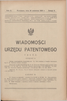 Wiadomości Urzędu Patentowego. R.2, z. 9 (30 września 1925)