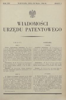 Wiadomości Urzędu Patentowego. R.13, z. 5 (30 maja 1936)