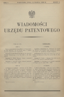 Wiadomości Urzędu Patentowego. R.10, z. 3 (31 marca 1933)