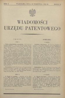 Wiadomości Urzędu Patentowego. R.10, z. 9 (30 września 1933)