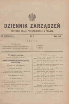 Dziennik Zarządzeń Dyrekcji Kolei Państwowych w Wilnie. 1929, nr 7 (23 października)
