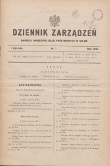 Dziennik Zarządzeń Dyrekcji Okręgowej Kolei Państwowych w Wilnie. 1930, nr 1 (1 stycznia)