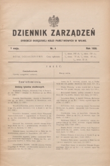 Dziennik Zarządzeń Dyrekcji Okręgowej Kolei Państwowych w Wilnie. 1930, nr 4 (1 maja)