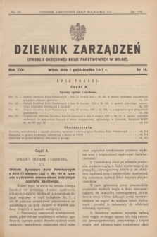 Dziennik Zarządzeń Dyrekcji Okręgowej Kolei Państwowych w Wilnie. R.17, nr 19 (7 października 1937) + wklejka