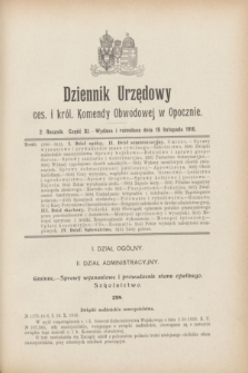 Dziennik Urzędowy ces. i król. Komendy Obwodowej w Opocznie.R.2, cz. 11 (15 listopada 1916)