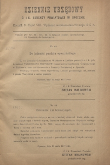 Dziennik Urzędowy C. i K. Komendy Powiatowej w Opocznie.R.3, cz. 8 (29 maja 1917)